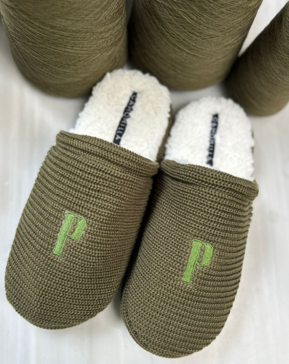 Pantuflas Camomilla Tejido Arroz- Verde Olivo