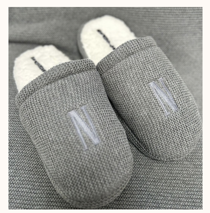 Pantuflas Camomilla- Tejido waffle gris oxford