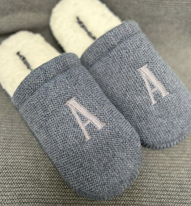 Pantuflas Camomilla- Tejido waffle Azul indigo