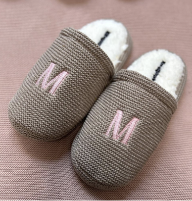 Pantuflas Camomilla- Tejido waffle Moca