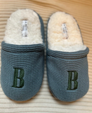 Pantuflas Camomilla- Tejido waffle Azul cemento