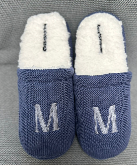 Pantuflas Camomilla- Tejido waffle Azul Marino