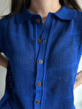Blusa Polo Mosaico Calada- Azul Rey